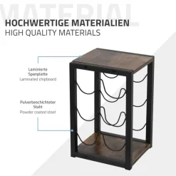 Weinregal für 6 Flaschen 24x21x37,5 cm Schwarz/Holzoptik aus Metall und MDF ML-Design-ECD Germany Discount