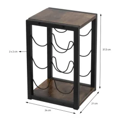 Weinregal für 6 Flaschen 24x21x37,5 cm Schwarz/Holzoptik aus Metall und MDF ML-Design-ECD Germany Discount