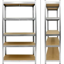 Werkstattregal 2er Set 200x100x50 cm Silber aus MDF und Metall bis 750 kg-ECD Germany