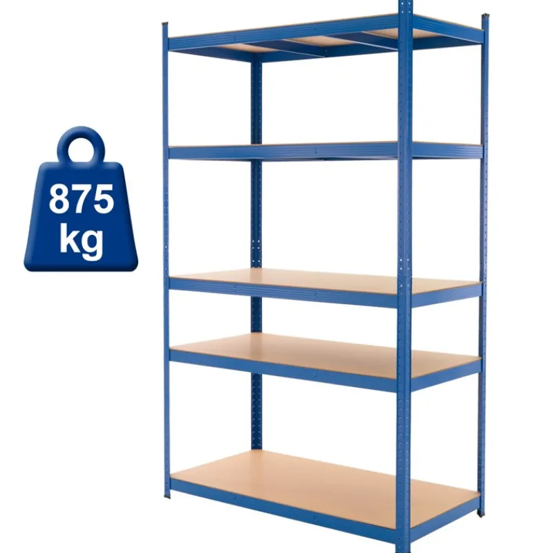 Werkstattregal 2er Set 200x100x50 cm Blau aus Metall und MDF Holzfaserplatte bis 875 kg-ECD Germany Hot
