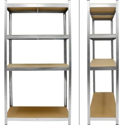 Werkstattregal silber, 160x80x40 cm, aus MDF und Metall, bis 320 kg-ECD Germany Online