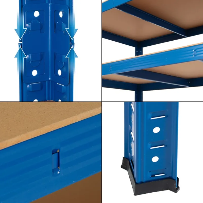 Werkstattregal 200x100x50 cm Blau aus Metall und MDF Holzfaserplatte bis 875 kg-ECD Germany Discount