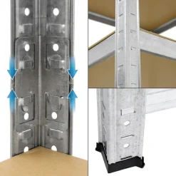 Werkstattregal 180x70x40 cm Silber aus MDF und Metall belastbar bis 750 kg-ECD Germany Clearance