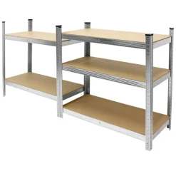 Werkstattregal 200x100x50 cm Silber aus MDF und Metall belastbar bis 750 kg-ECD Germany New