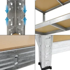 Werkstattregal 200x100x50 cm Silber aus MDF und Metall belastbar bis 750 kg-ECD Germany New