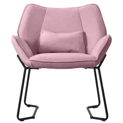 Wohnzimmersessel Loungesessel Rosa mit Rückenkissen bis 120 Kilogramm Polyesterbezug in Leinen Optik ML-Design-ECD Germany Hot