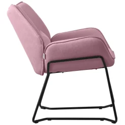 Wohnzimmersessel Loungesessel Rosa mit Rückenkissen bis 120 Kilogramm Polyesterbezug in Leinen Optik ML-Design-ECD Germany Hot