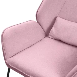 Wohnzimmersessel Loungesessel Rosa mit Rückenkissen bis 120 Kilogramm Polyesterbezug in Leinen Optik ML-Design-ECD Germany Hot