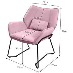 Wohnzimmersessel Loungesessel Rosa mit Rückenkissen bis 120 Kilogramm Polyesterbezug in Leinen Optik ML-Design-ECD Germany Hot