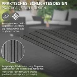 WPC Abschlussleiste 38x2x7,5 cm für WPC Bodenfliese Ecke links Anthrazit ML-Design-ECD Germany New