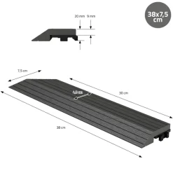 WPC Abschlussleiste 38x2x7,5 cm für WPC Bodenfliese Ecke links Anthrazit ML-Design-ECD Germany New