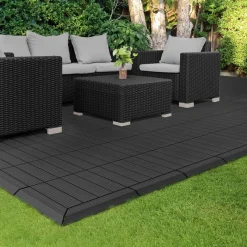 WPC Abschlussleiste 38x2x7,5 cm für WPC Bodenfliese Ecke links Anthrazit ML-Design-ECD Germany New