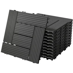 WPC Terrassenfliesen 30x30 cm 11er Set für 1m² Hellbraun in Holzoptik Mosaik mit Drainage und Klicksystem-ECD Germany Sale