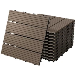 WPC Terrassenfliesen 30x30 cm 22er Set für 2m² Dunkelbraun in Holzoptik Balkon Bodenbelag mit Drainage und Klicksystem Terrassendielen Balkonfliesen-ECD Germany Clearance