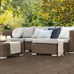 WPC Terrassenfliesen 30x30 cm 22er Set für 2m² Dunkelbraun in Holzoptik Balkon Bodenbelag mit Drainage und Klicksystem Terrassendielen Balkonfliesen-ECD Germany Clearance