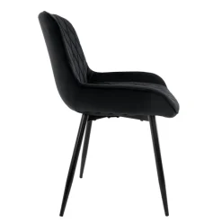 2x Esszimmerstuhl 2er Set Rauten Steppung Schwarz Samtbezug mit Metallbeinen inkl. Montagematerial ML-Design-ECD Germany Clearance