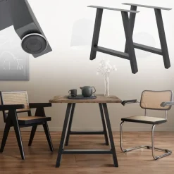 2x Tischbeine A-Form 70x72 cm Anthrazit aus pulverbeschichtetem Stahl Tischgestell für Esstisch und Schreibtisch-ECD Germany Sale