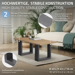 2x Tischbeine Bankkufen aus Vierkantprofilen 40x43 cm Anthrazit pulverbeschichtete Stahl-ECD Germany Clearance