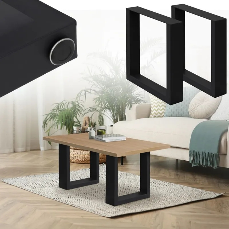 2x Tischbeine Bankkufen aus Vierkantprofilen 30x43 cm Schwarz pulverbeschichtete Stahl-ECD Germany Outlet