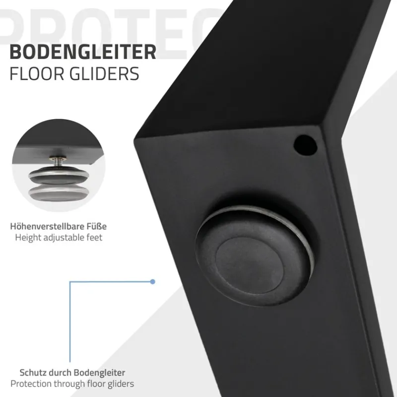 2x Tischbeine Bankkufen aus Vierkantprofilen 30x43 cm Schwarz pulverbeschichtete Stahl-ECD Germany Outlet