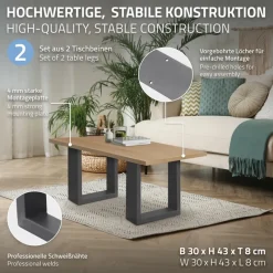 2x Tischbeine Bankkufen aus Vierkantprofilen 30x43 cm Anthrazit pulverbeschichtete Stahl-ECD Germany Sale