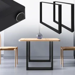 2x Tischbeine Tischkufen aus Vierkantprofilen 60x72 cm Schwarz pulverbeschichtete Stahl-ECD Germany Outlet