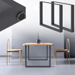 2x Tischbeine Tischkufen aus Vierkantprofilen 80x72 cm Anthrazit pulverbeschichtete Stahl-ECD Germany