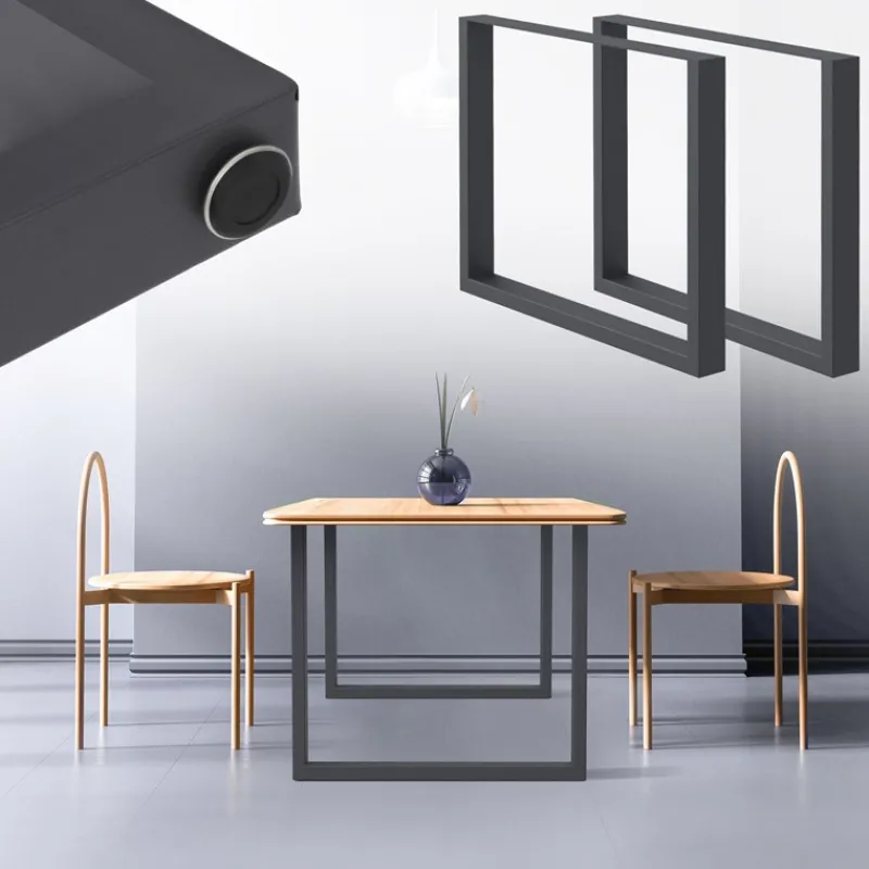 2x Tischbeine Tischkufen aus Vierkantprofilen 80x72 cm Anthrazit pulverbeschichtete Stahl-ECD Germany