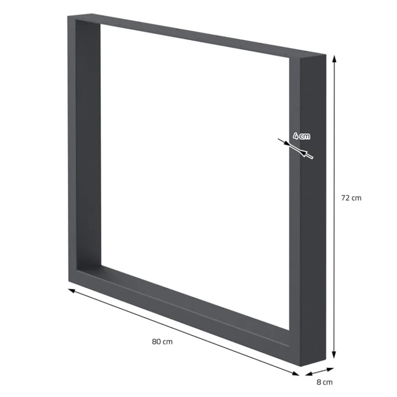 2x Tischbeine Tischkufen aus Vierkantprofilen 80x72 cm Anthrazit pulverbeschichtete Stahl-ECD Germany
