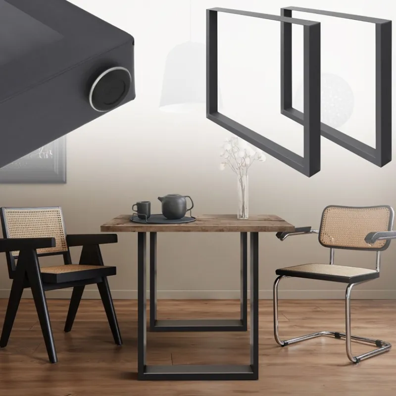 2x Tischbeine Tischkufen aus Vierkantprofilen 60x72 cm Anthrazit pulverbeschichtete Stahl-ECD Germany Online