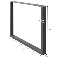 2x Tischbeine Tischkufen aus Vierkantprofilen 70x72 cm Anthrazit pulverbeschichtete Stahl-ECD Germany Online