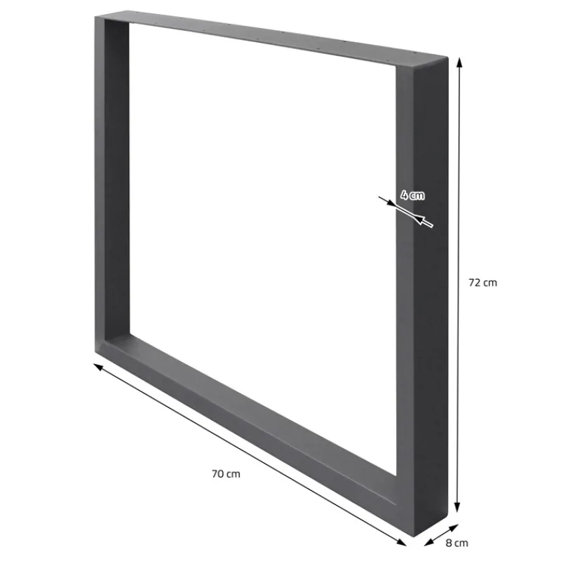 2x Tischbeine Tischkufen aus Vierkantprofilen 70x72 cm Anthrazit pulverbeschichtete Stahl-ECD Germany Online