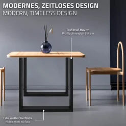 2x Tischbeine Tischkufen aus Vierkantprofilen 70x72 cm Schwarz, pulverbeschichtete Stahl-ECD Germany Outlet