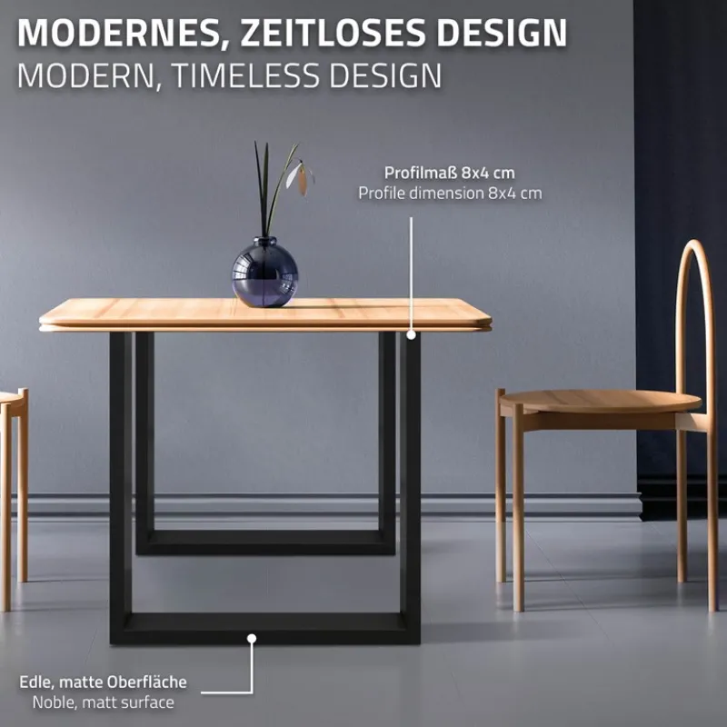 2x Tischbeine Tischkufen aus Vierkantprofilen 70x72 cm Schwarz, pulverbeschichtete Stahl-ECD Germany Outlet