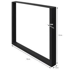 2x Tischbeine Tischkufen aus Vierkantprofilen 70x72 cm Schwarz, pulverbeschichtete Stahl-ECD Germany Outlet