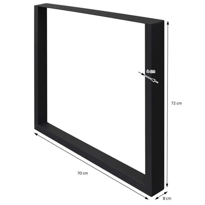 2x Tischbeine Tischkufen aus Vierkantprofilen 70x72 cm Schwarz, pulverbeschichtete Stahl-ECD Germany Outlet