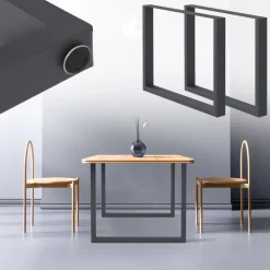 2x Tischbeine Tischkufen aus Vierkantprofilen 90x72 cm Anthrazit pulverbeschichtete Stahl-ECD Germany Clearance