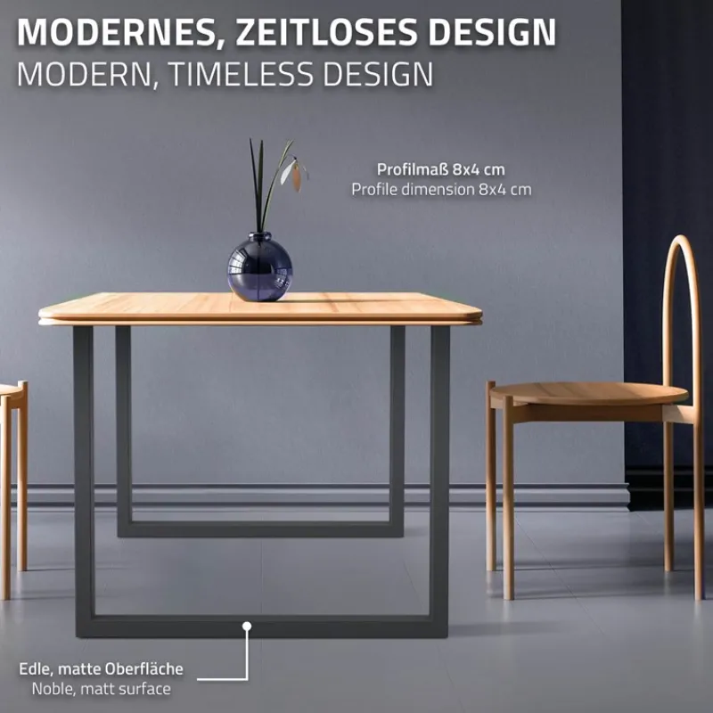 2x Tischbeine Tischkufen aus Vierkantprofilen 90x72 cm Anthrazit pulverbeschichtete Stahl-ECD Germany Clearance