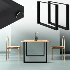 2x Tischbeine Tischkufen aus Vierkantprofilen 80x72 cm Schwarz pulverbeschichtete Stahl-ECD Germany Best