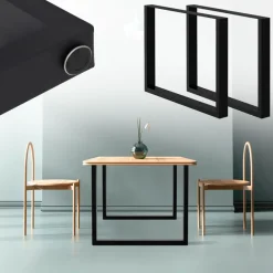 2x Tischbeine Tischkufen aus Vierkantprofilen 90x72 cm,Schwarz pulverbeschichtete Stahl-ECD Germany Sale