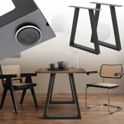 2x Tischbeine Trapez Design 60x72 cm Anthrazit pulverbeschichtete Stahl Tischgestell Esstisch und Schreibtisch-ECD Germany Discount