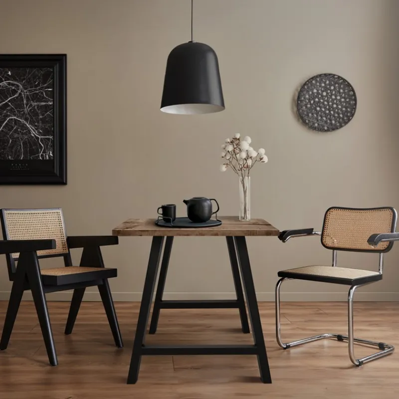 2x Tischkufen A-Form 70x72 cm Schwarz aus pulverbeschichtetem Stahl Tischgestell für Esstisch und Schreibtisch-ECD Germany Best