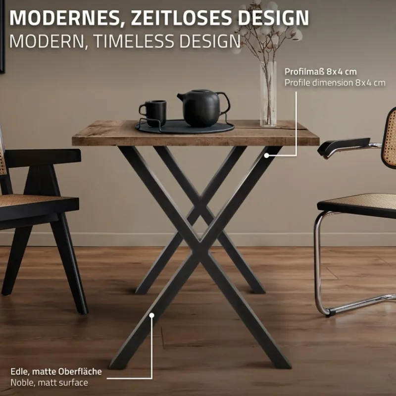 2x Tischkufen X-Design 60x72 cm Anthrazit pulverbeschichtete Stahl Tischgestell für Esstisch & Schreibtisch-ECD Germany Sale