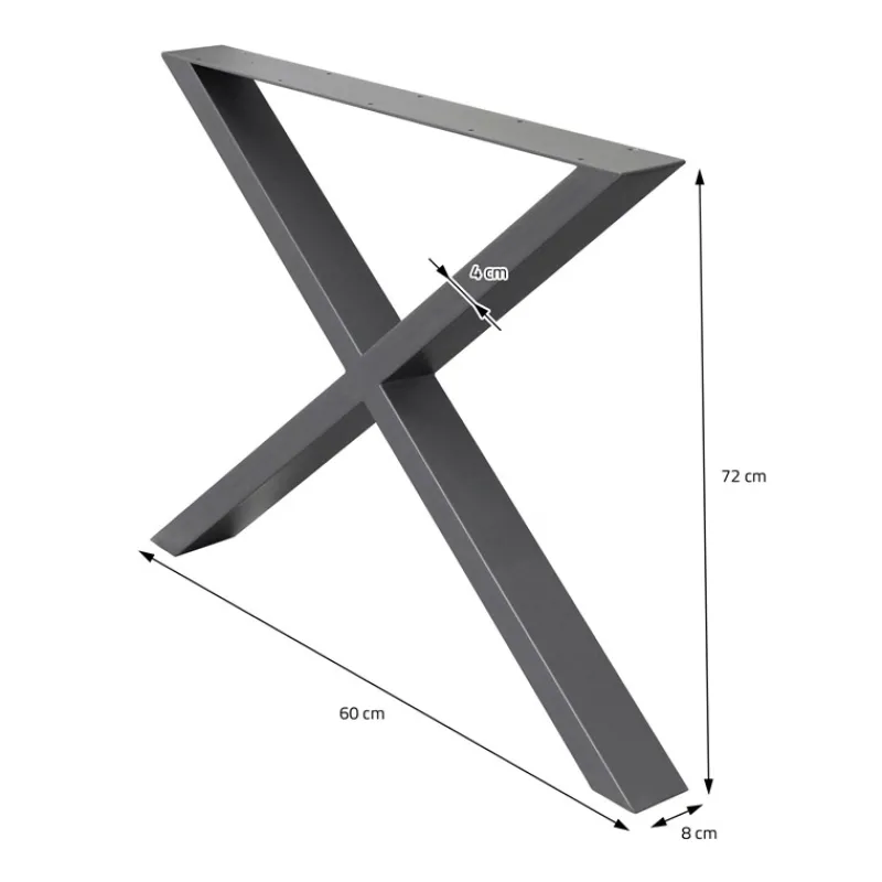 2x Tischkufen X-Design 60x72 cm Anthrazit pulverbeschichtete Stahl Tischgestell für Esstisch & Schreibtisch-ECD Germany Sale