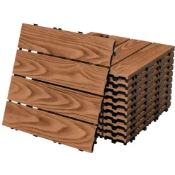 2x WPC Terrassenfliesen 30x30 cm 11er Spar Set für 1m² Hellbraun in Holzoptik Bodenbelag mit Drainage und Klicksystem-ECD Germany Discount