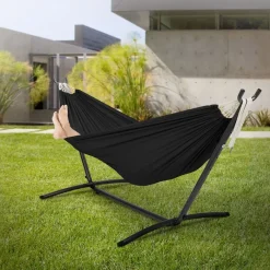 XXL Hängematte mit Stahlgestell bis 250 kg Schwarz inkl. Tragetasche ML-Design-ECD Germany Online