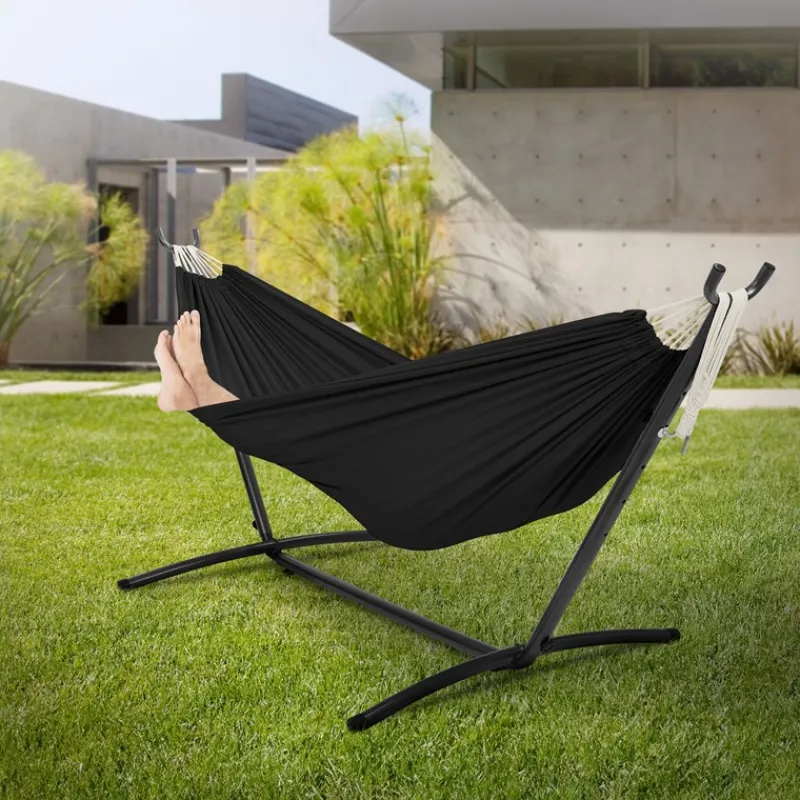 XXL Hängematte mit Stahlgestell bis 250 kg Schwarz inkl. Tragetasche ML-Design-ECD Germany Online