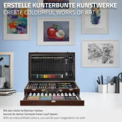 Zeichenset für Kinder mit Malkoffer aus Holz-ECD Germany Clearance