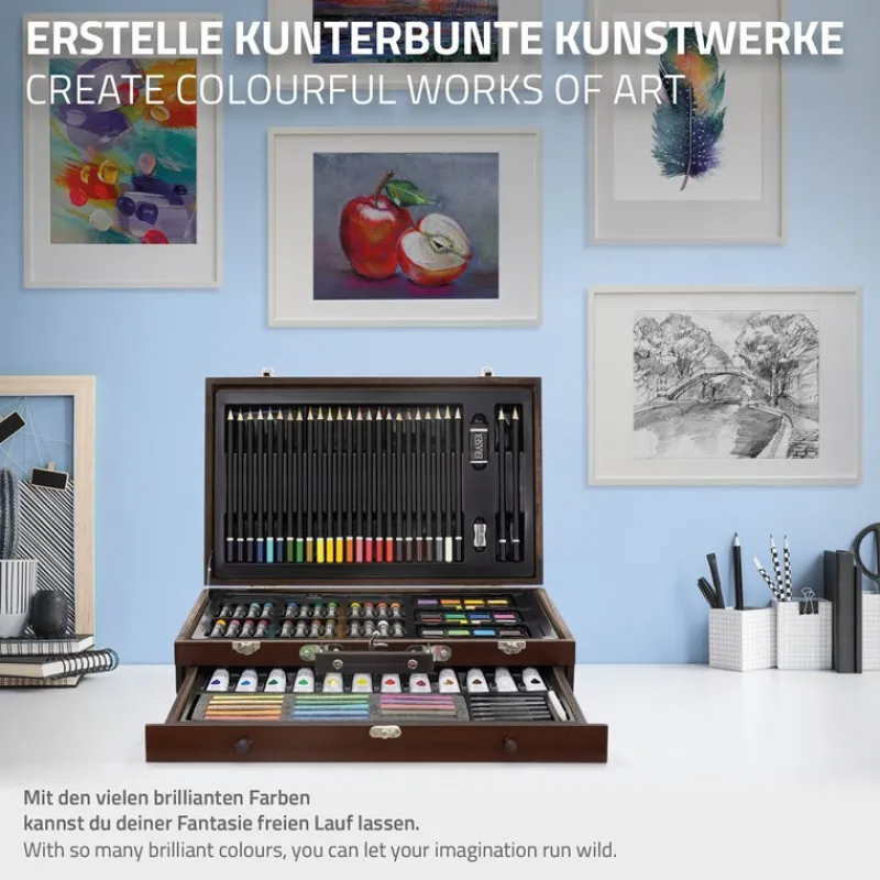 Zeichenset für Kinder mit Malkoffer aus Holz-ECD Germany Clearance