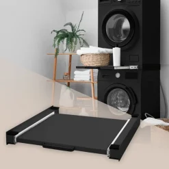 Zwischenbaurahmen für Waschmaschine Verbindungsrahmen mit ausziehbarer Ablage 60x60 cm in Schwarz ML-Design-ECD Germany Hot